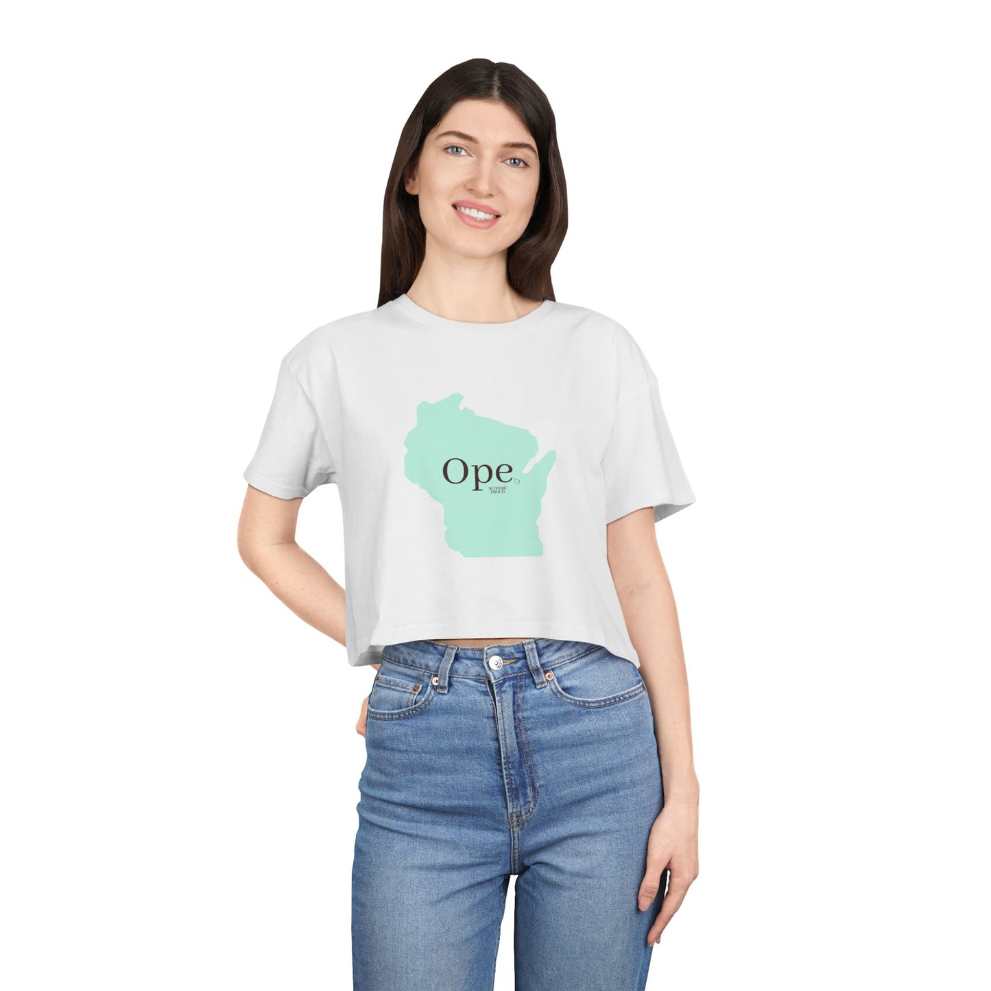 Wisconsin Ope Women's Crop Tee, Trendy Tee for Summer, Perfect Gift for Locals, Casual Fashion, Great for Holidays