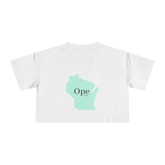Wisconsin Ope Women's Crop Tee, Trendy Tee for Summer, Perfect Gift for Locals, Casual Fashion, Great for Holidays