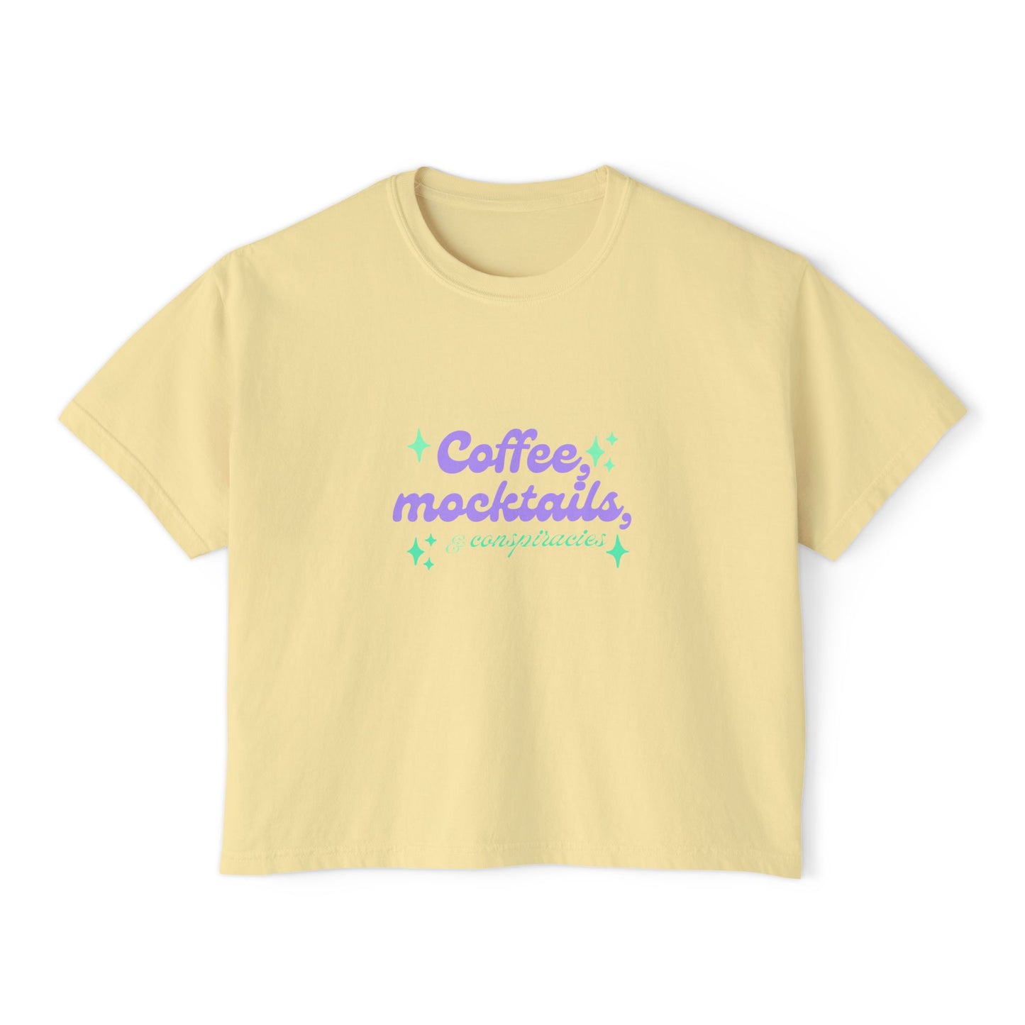 Coffee Mocktails Women's Boxy Tee, Casual T-Shirt, Summer Outfit, Gift for Coffee Lovers, Trendy Top