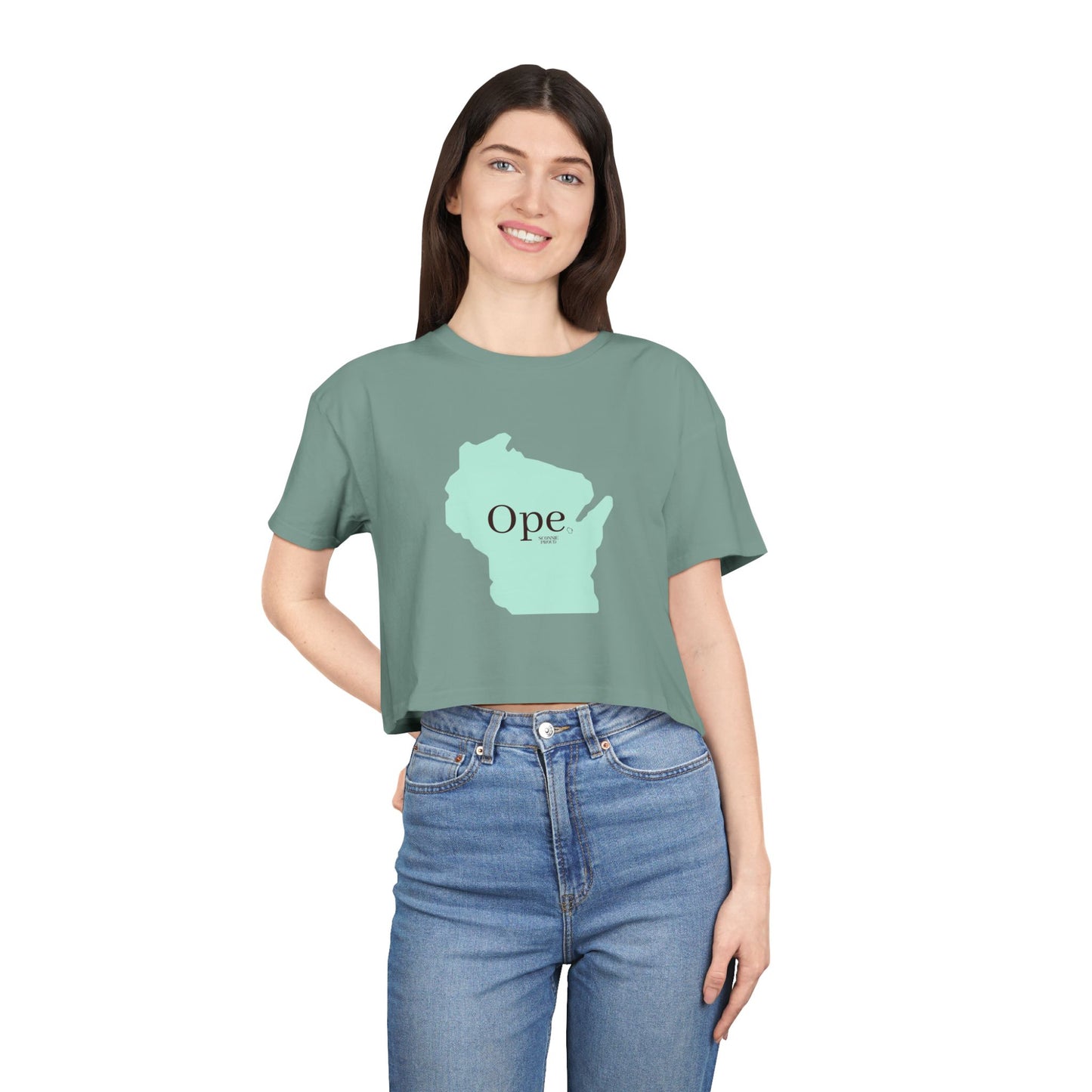 Wisconsin Ope Women's Crop Tee, Trendy Tee for Summer, Perfect Gift for Locals, Casual Fashion, Great for Holidays