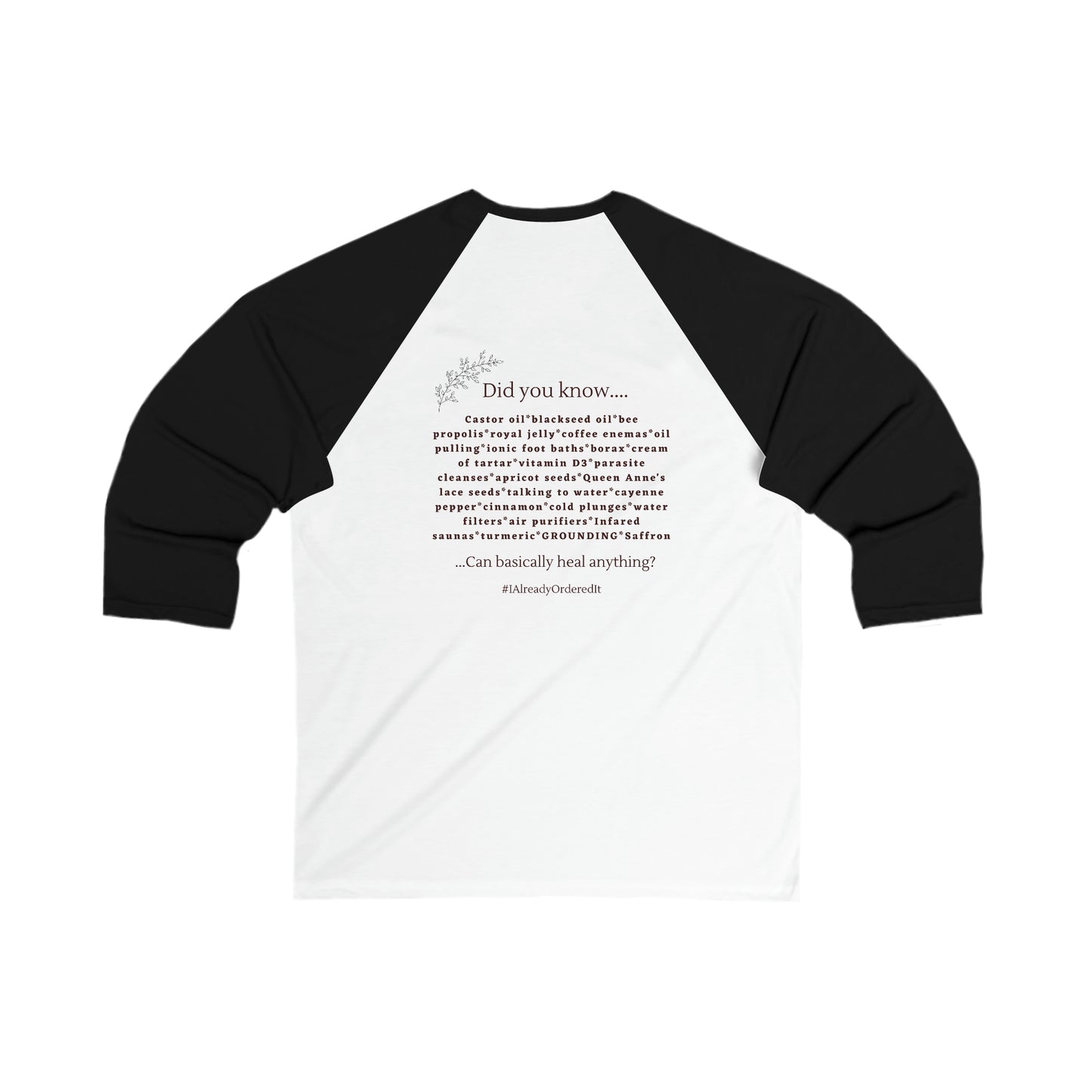 Unisex 3\4 Sleeve Baseball Tee