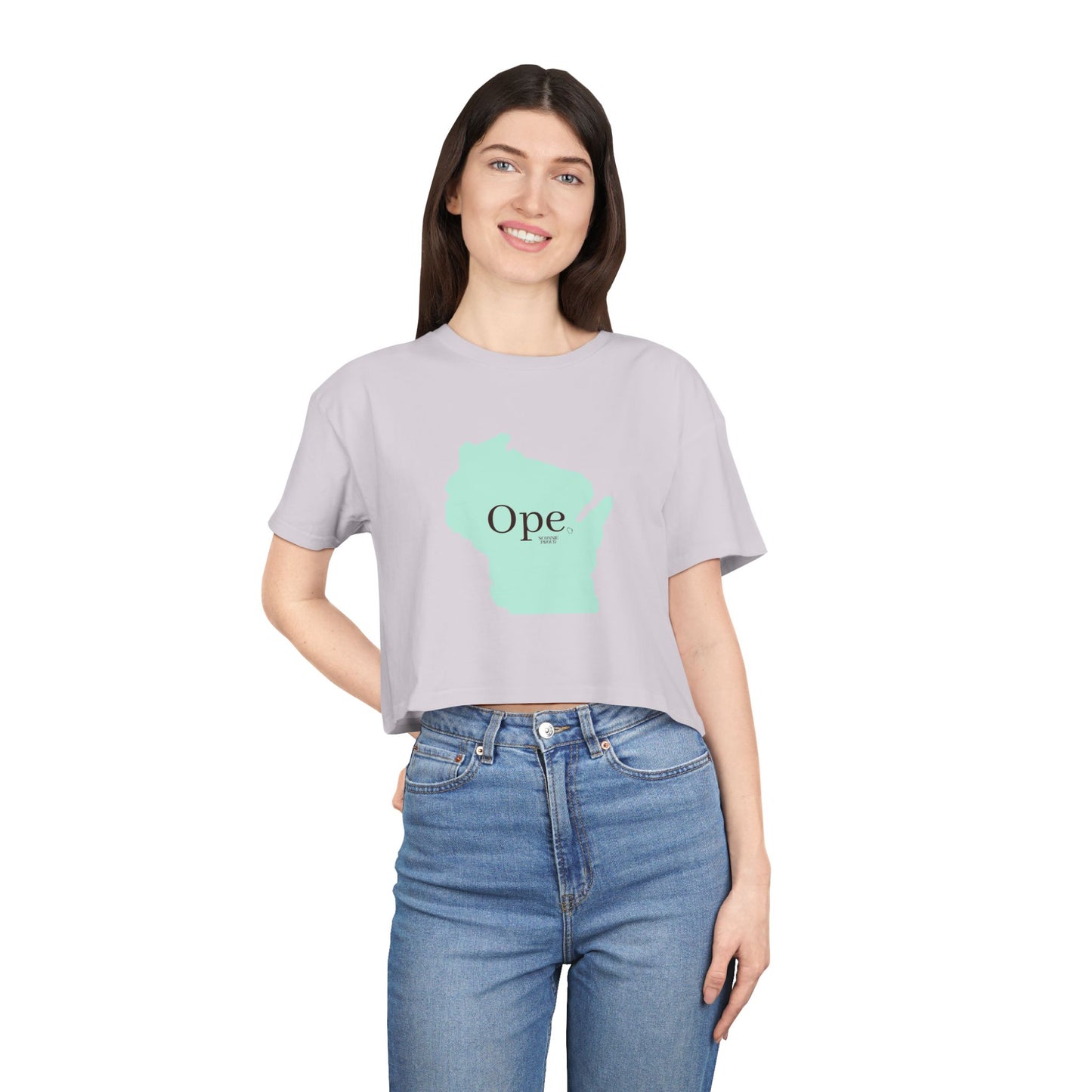 Wisconsin Ope Women's Crop Tee, Trendy Tee for Summer, Perfect Gift for Locals, Casual Fashion, Great for Holidays