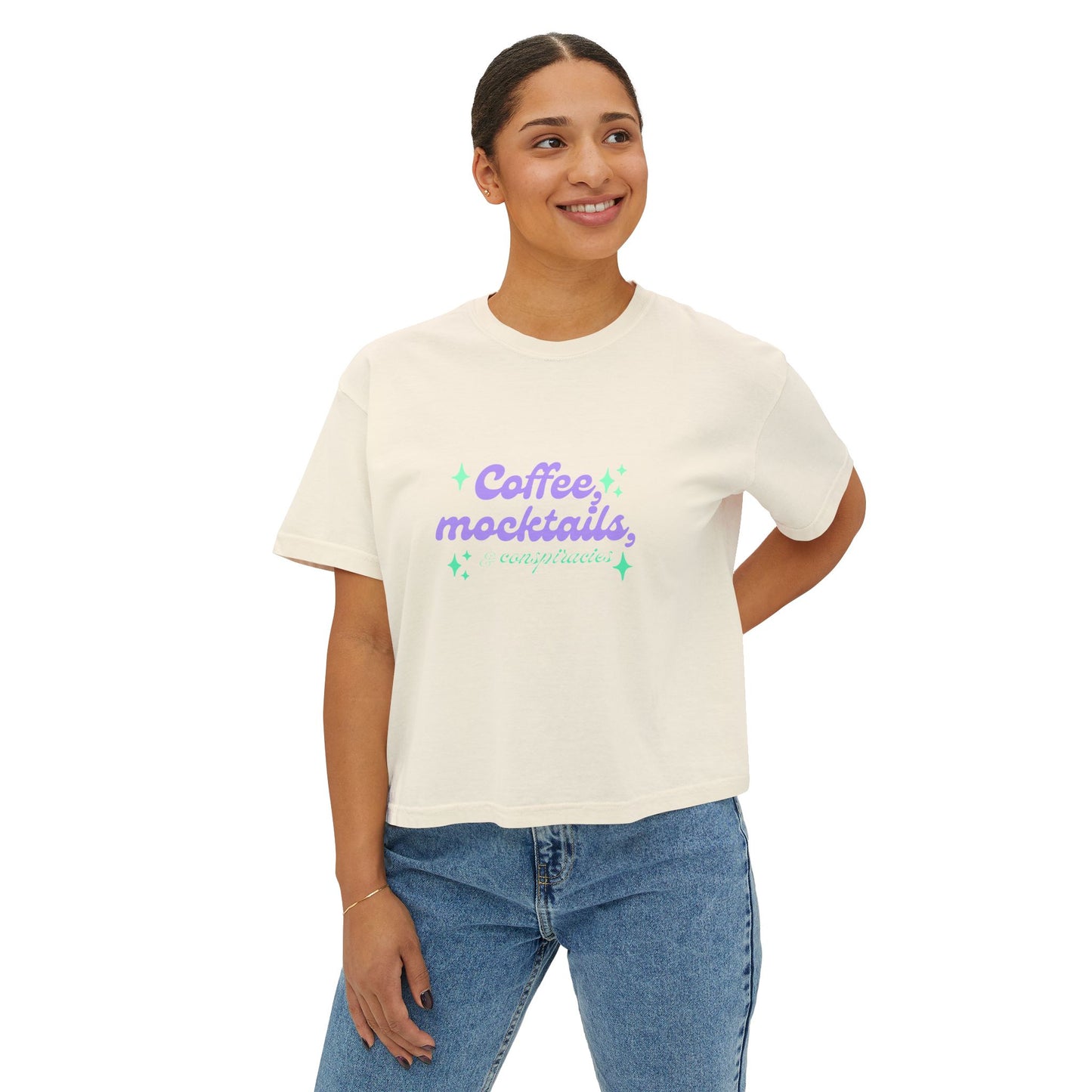 Coffee Mocktails Women's Boxy Tee, Casual T-Shirt, Summer Outfit, Gift for Coffee Lovers, Trendy Top