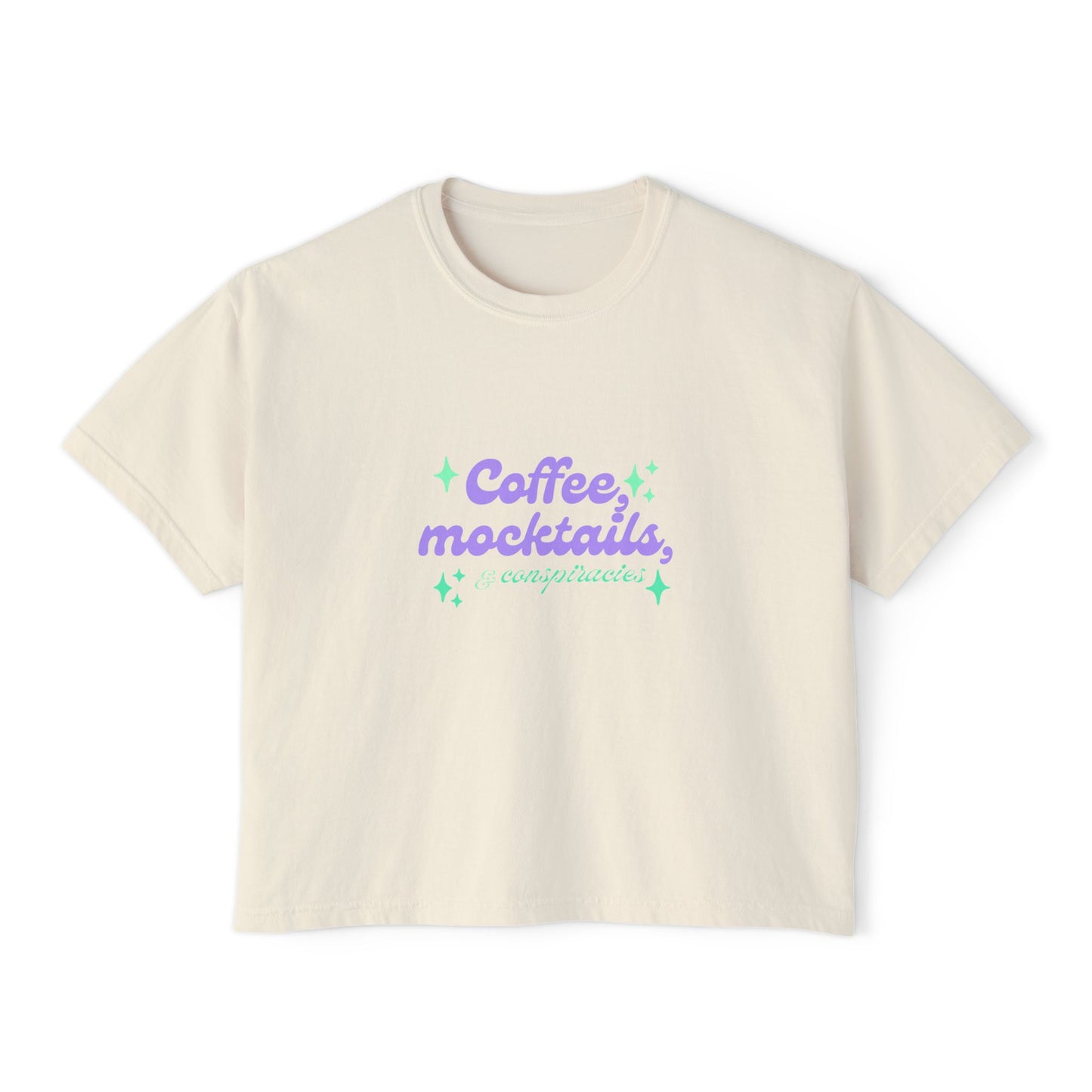 Coffee Mocktails Women's Boxy Tee, Casual T-Shirt, Summer Outfit, Gift for Coffee Lovers, Trendy Top
