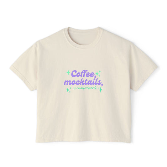 Coffee Mocktails Women's Boxy Tee, Casual T-Shirt, Summer Outfit, Gift for Coffee Lovers, Trendy Top