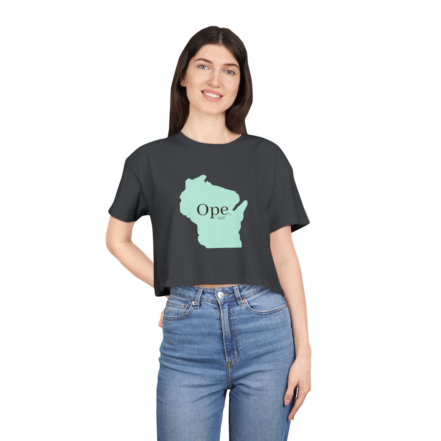Wisconsin Ope Women's Crop Tee, Trendy Tee for Summer, Perfect Gift for Locals, Casual Fashion, Great for Holidays