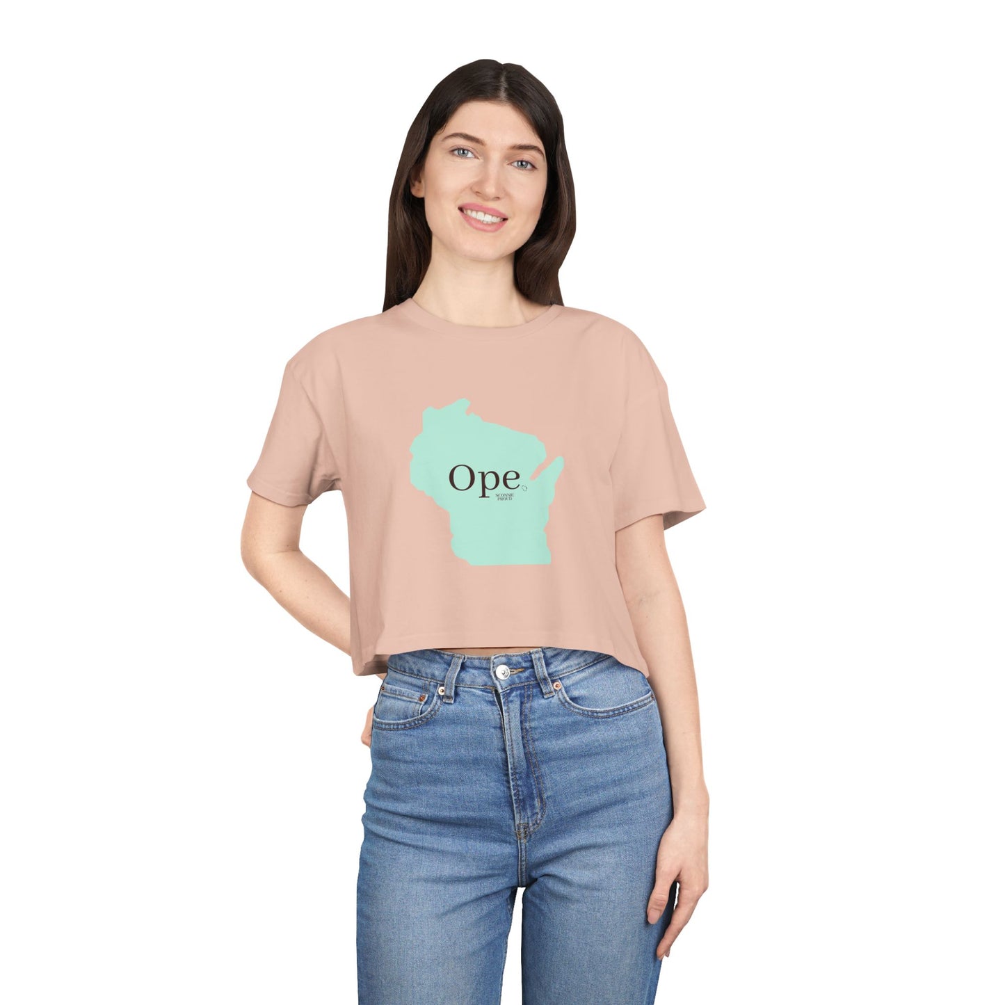 Wisconsin Ope Women's Crop Tee, Trendy Tee for Summer, Perfect Gift for Locals, Casual Fashion, Great for Holidays