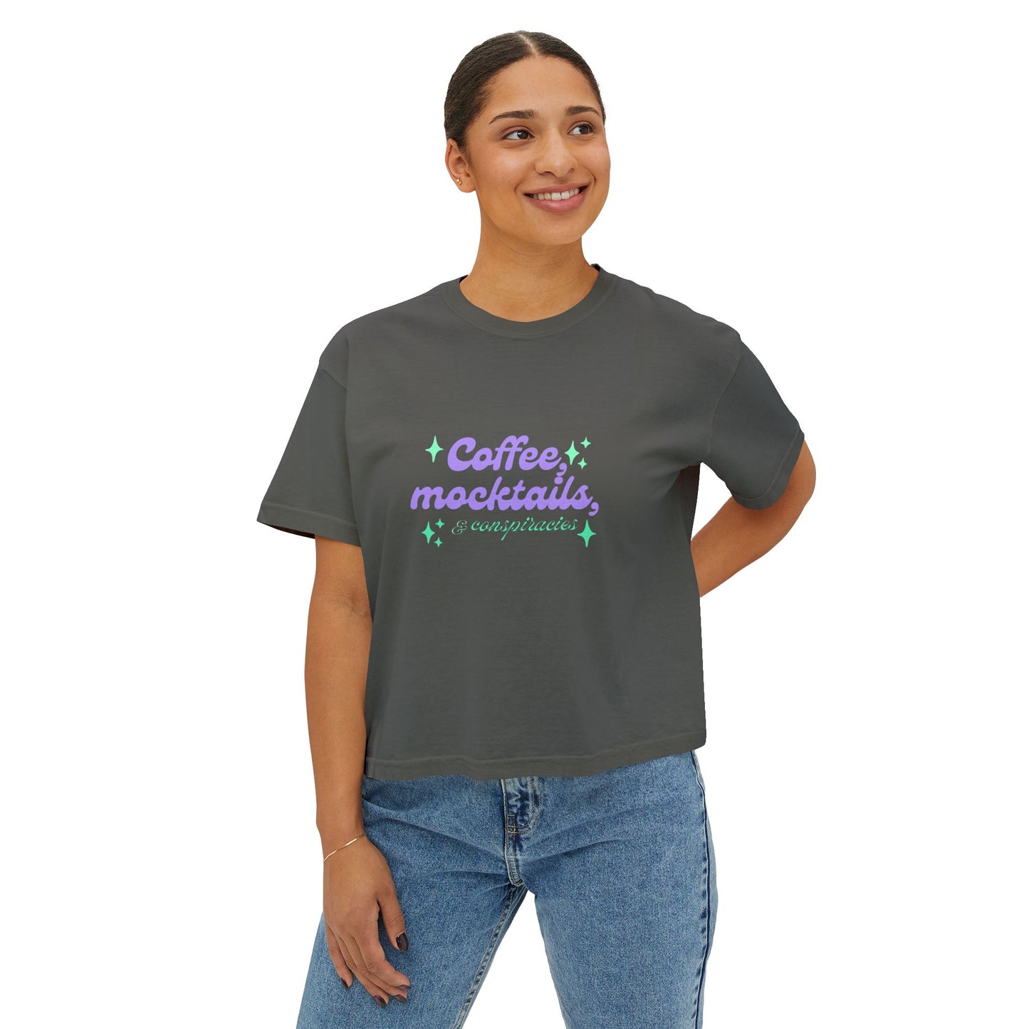 Coffee Mocktails Women's Boxy Tee, Casual T-Shirt, Summer Outfit, Gift for Coffee Lovers, Trendy Top