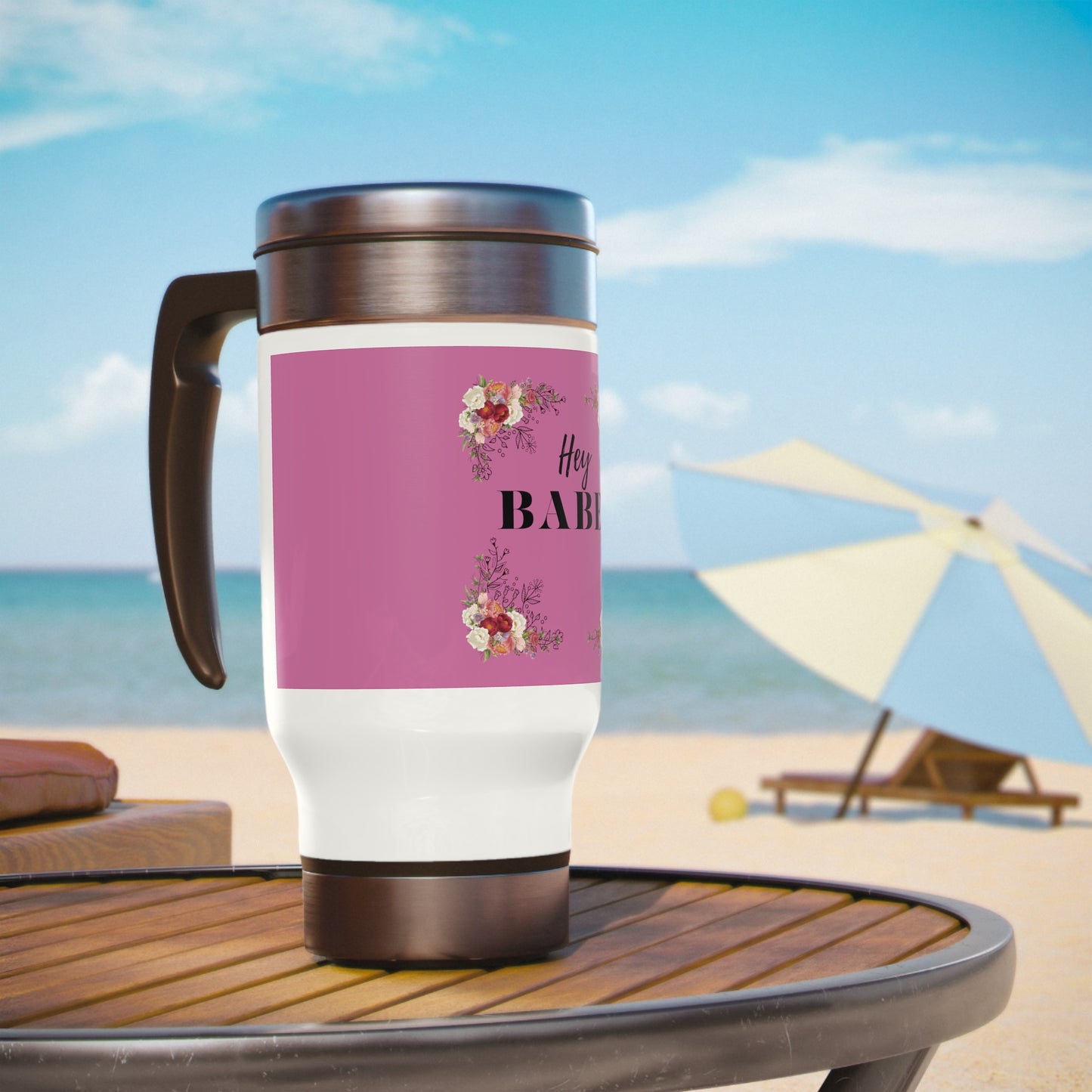 Stainless Steel Travel Mug with Handle, 14oz