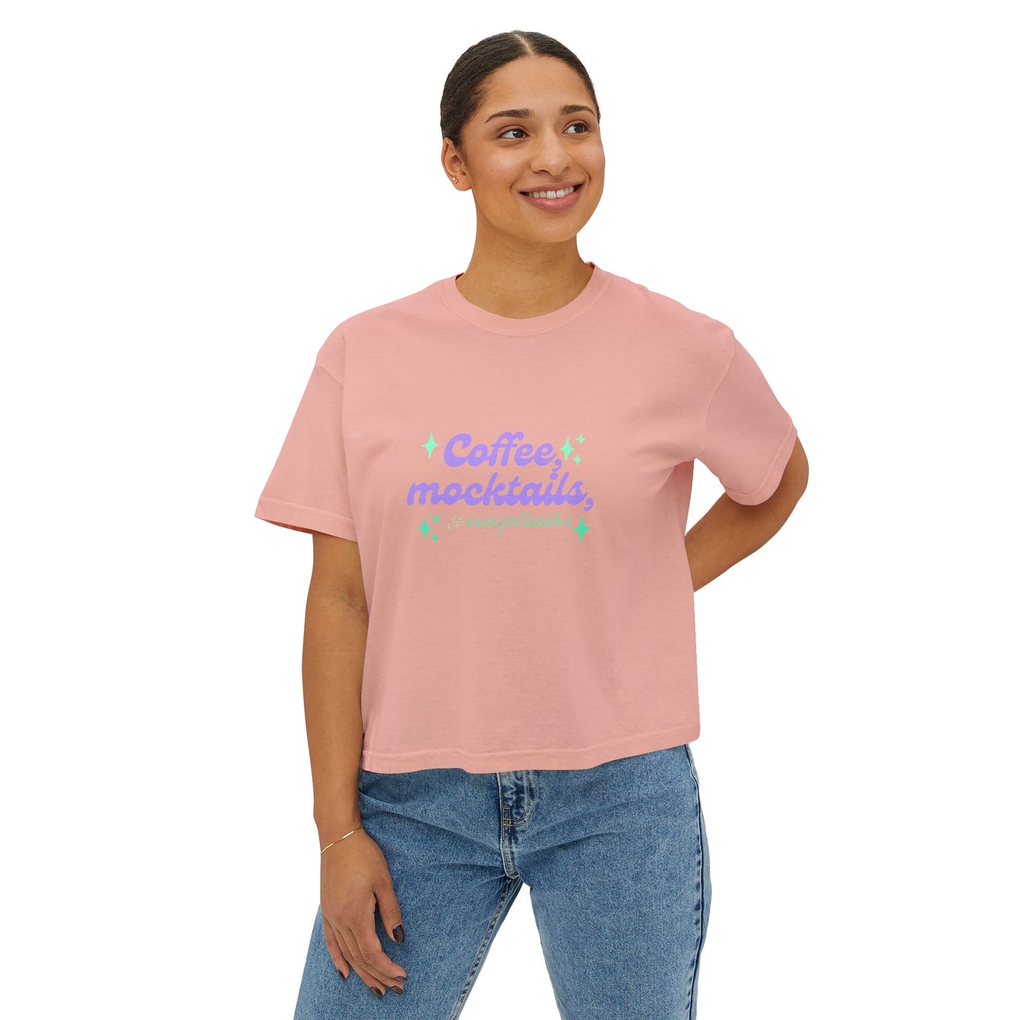 Coffee Mocktails Women's Boxy Tee, Casual T-Shirt, Summer Outfit, Gift for Coffee Lovers, Trendy Top
