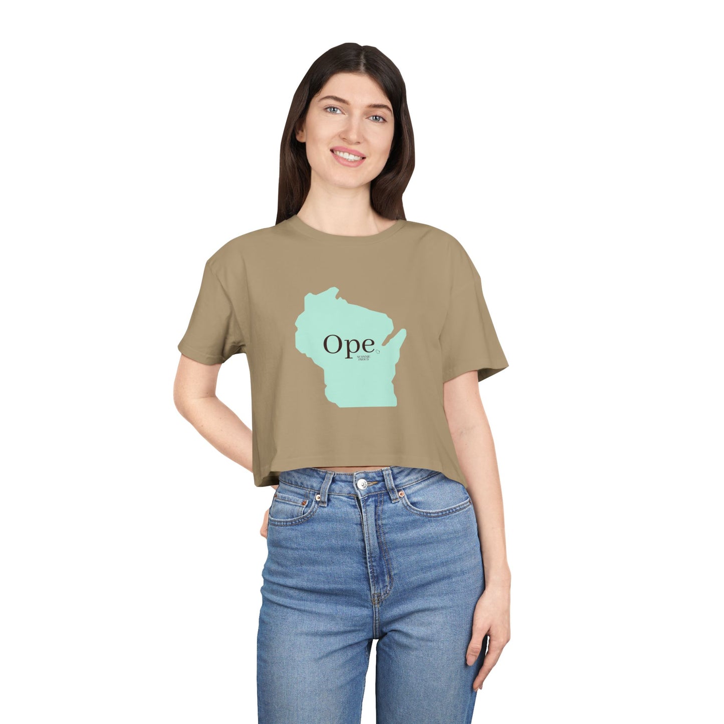 Wisconsin Ope Women's Crop Tee, Trendy Tee for Summer, Perfect Gift for Locals, Casual Fashion, Great for Holidays