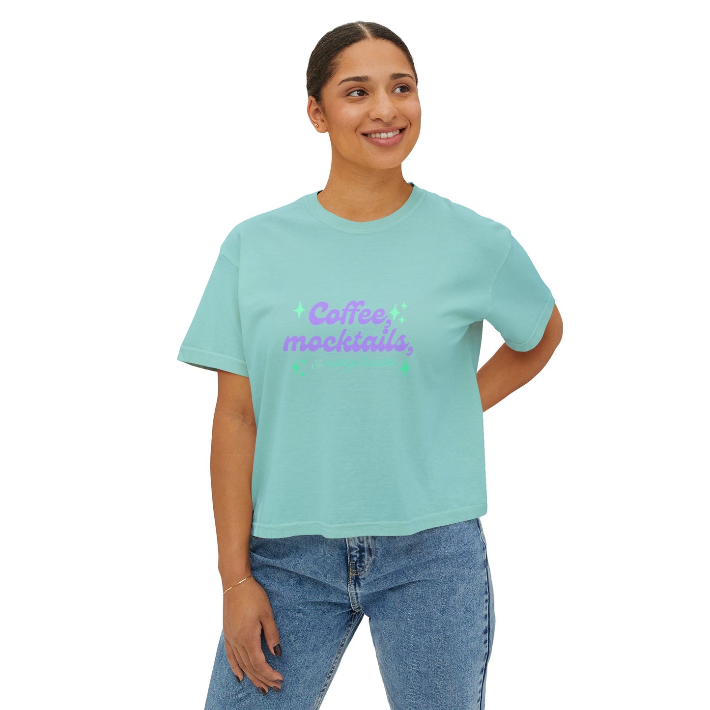 Coffee Mocktails Women's Boxy Tee, Casual T-Shirt, Summer Outfit, Gift for Coffee Lovers, Trendy Top