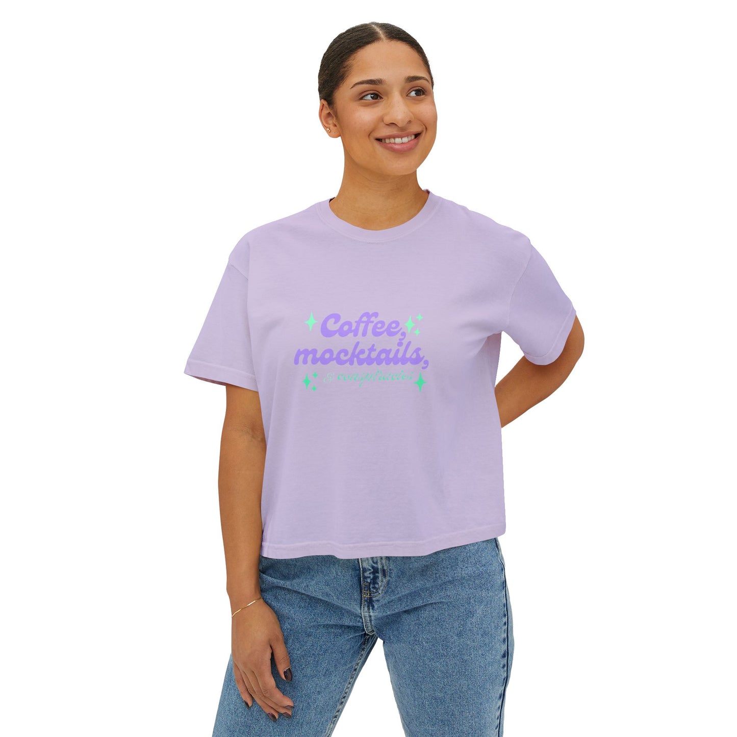 Coffee Mocktails Women's Boxy Tee, Casual T-Shirt, Summer Outfit, Gift for Coffee Lovers, Trendy Top
