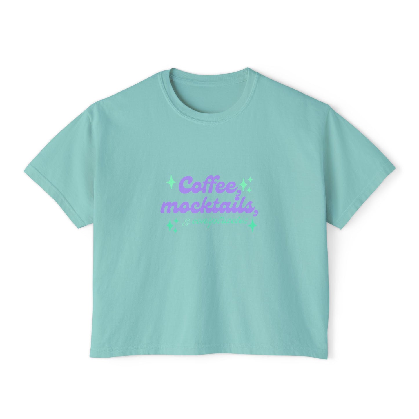 Coffee Mocktails Women's Boxy Tee, Casual T-Shirt, Summer Outfit, Gift for Coffee Lovers, Trendy Top